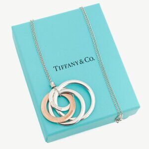 Tiffany & Co. Interlocking Circles Sterling Silver & Rubedo Pendant Necklace